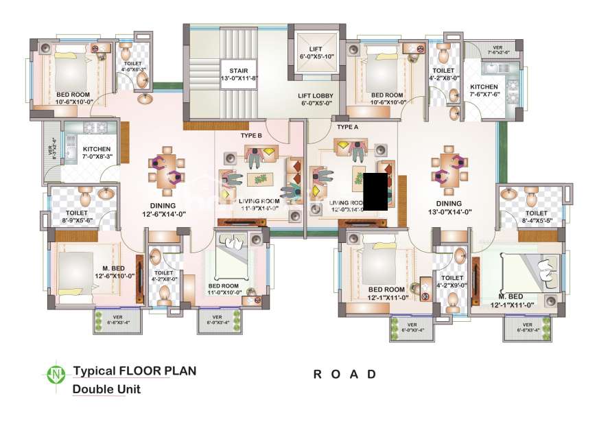 1320 Sft 3 bed Apt @ G Block., Apartment/Flats at Bashundhara R/A
