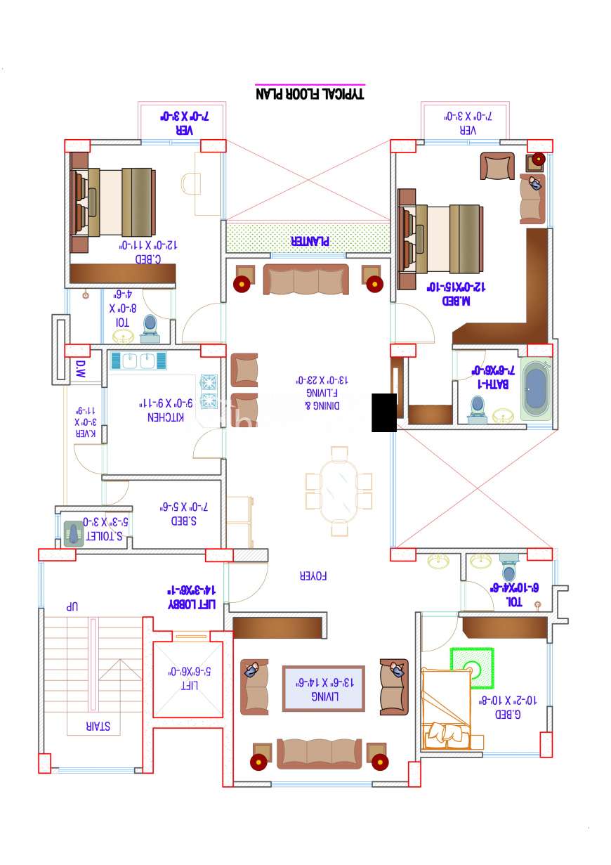 2020 sft single unit Apt. @ A Block., Apartment/Flats at Bashundhara R/A