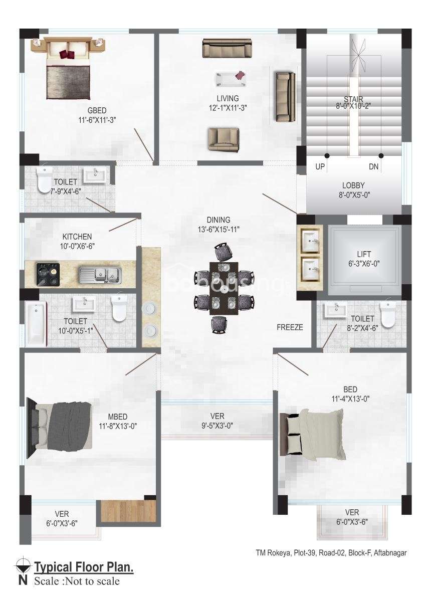 TM Rokeya, Apartment/Flats at Aftab Nagar