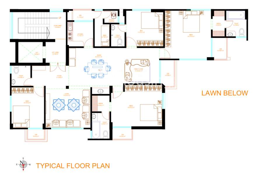 2450 sft Exclusive apt with Lawn & Gas., Apartment/Flats at Bashundhara R/A