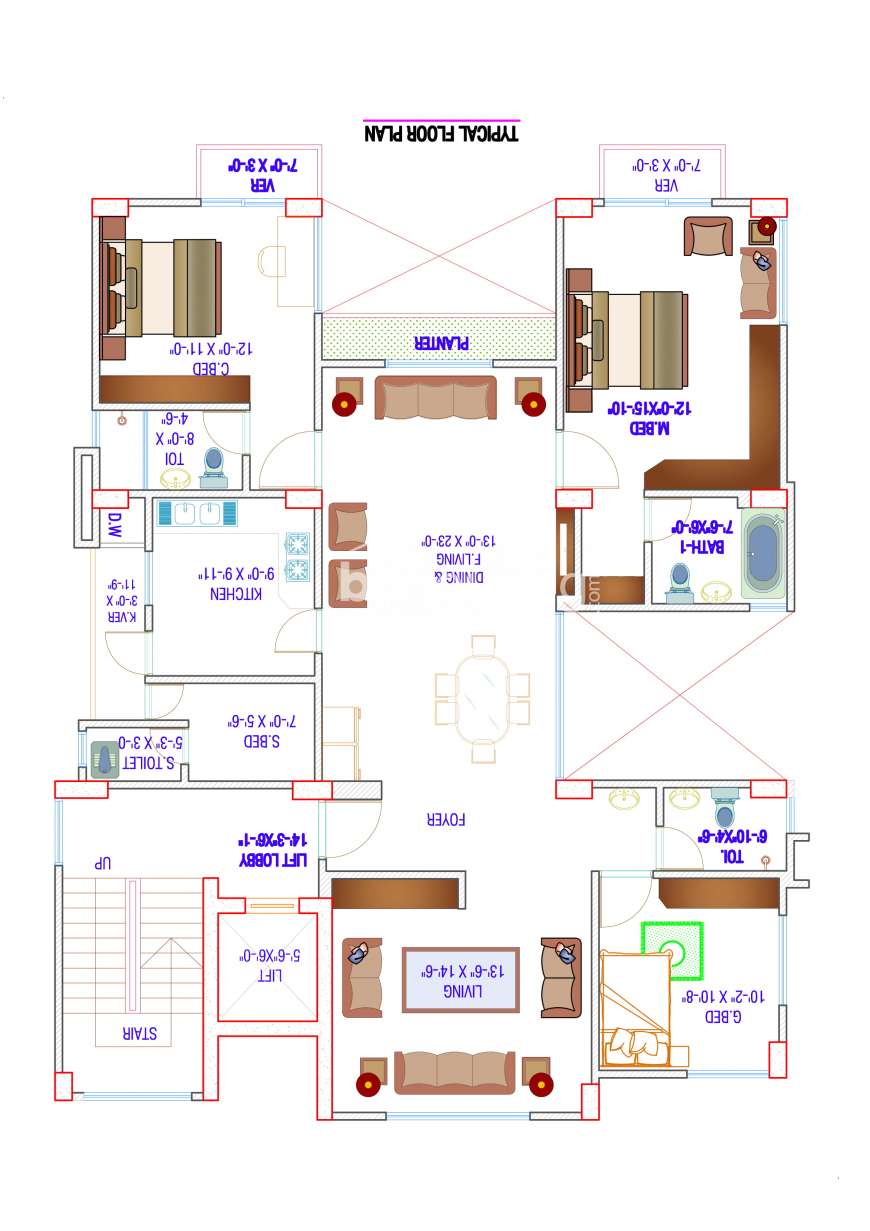 2020 sft 3 bed apt with Gas connection., Apartment/Flats at Bashundhara R/A