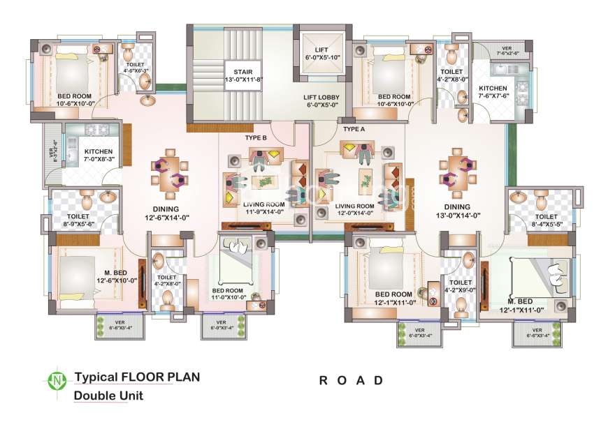 1310 & 1320 sft 3 Bed apt @ G Block, Apartment/Flats at Bashundhara R/A