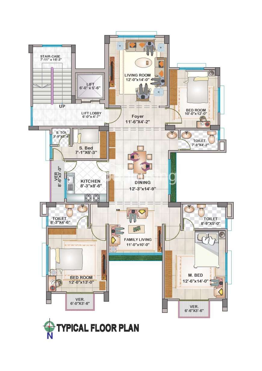 1975 sft Single Unit Apt @ D Block, Apartment/Flats at Bashundhara R/A