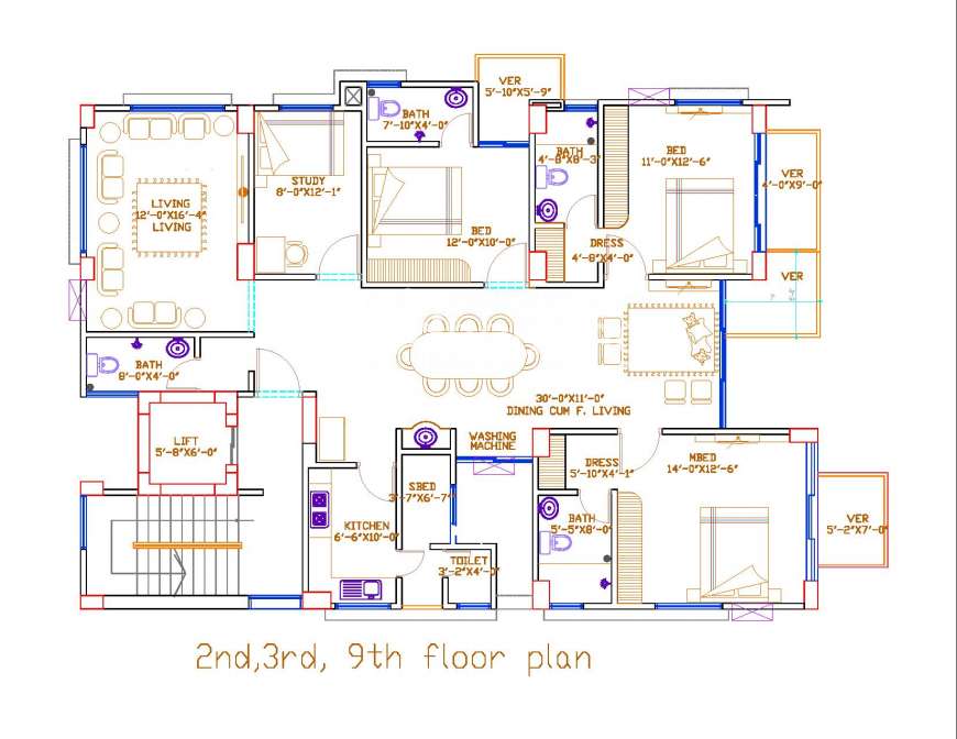 2250 sft Single unit 4 bed apt @ D Block., Apartment/Flats at Bashundhara R/A