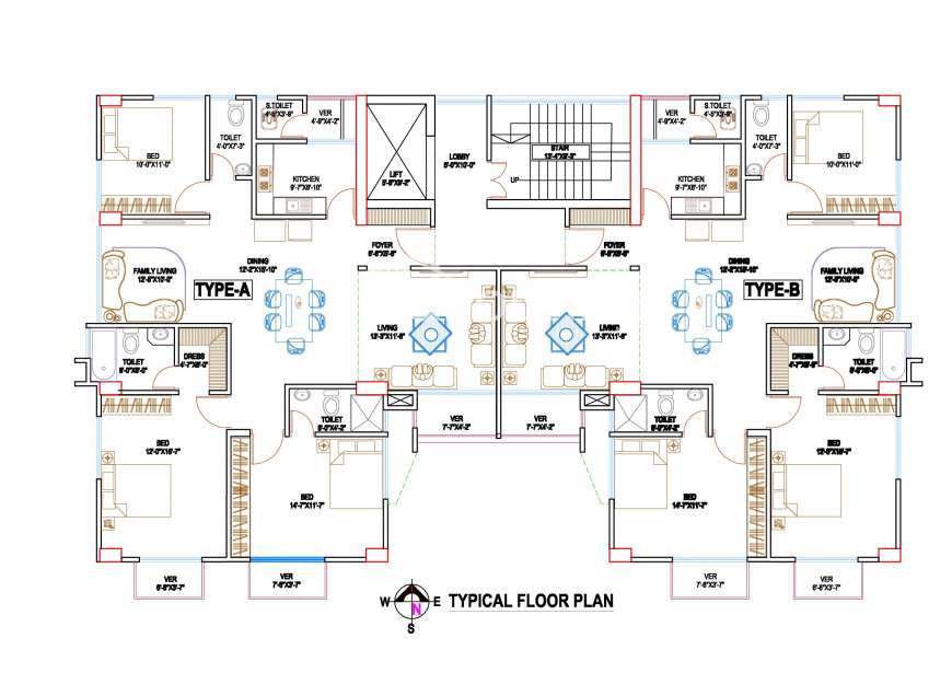 1835 sft South facing Apartment @ i Block, Apartment/Flats at Bashundhara R/A