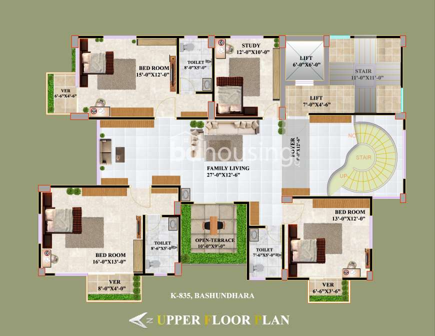  Duplex 4200sft, corner Apt., Apartment/Flats at Bashundhara R/A