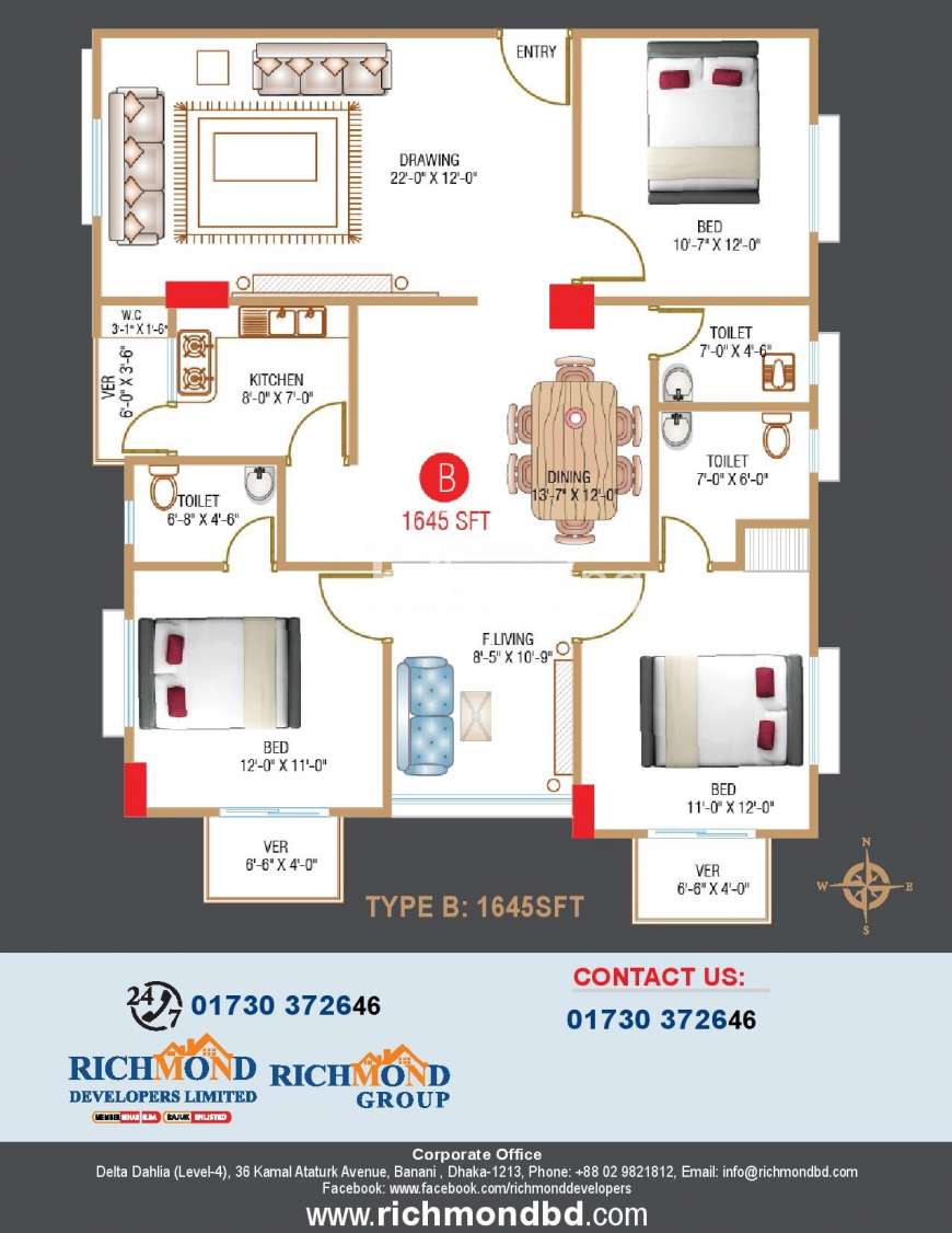 RRichmond Shaheen's Dream , Apartment/Flats at Bashundhara R/A