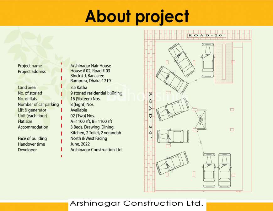 Arshinagar Construction Ltd, Apartment/Flats at Banasree