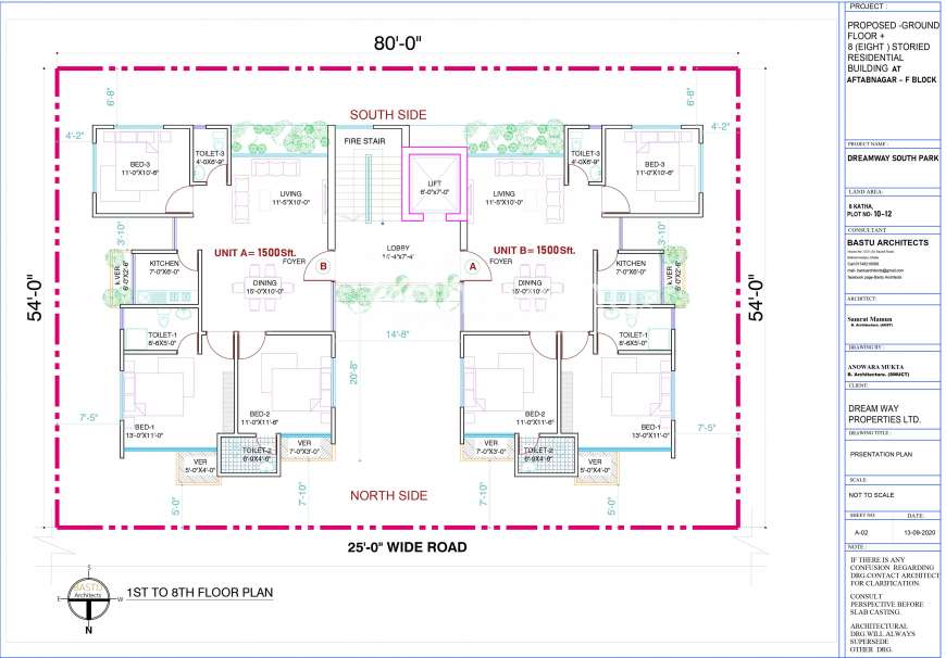 South Faching Upcoming 1500 sft flat Land Share Sale At Aftab Nagar F Block., Apartment/Flats at Aftab Nagar