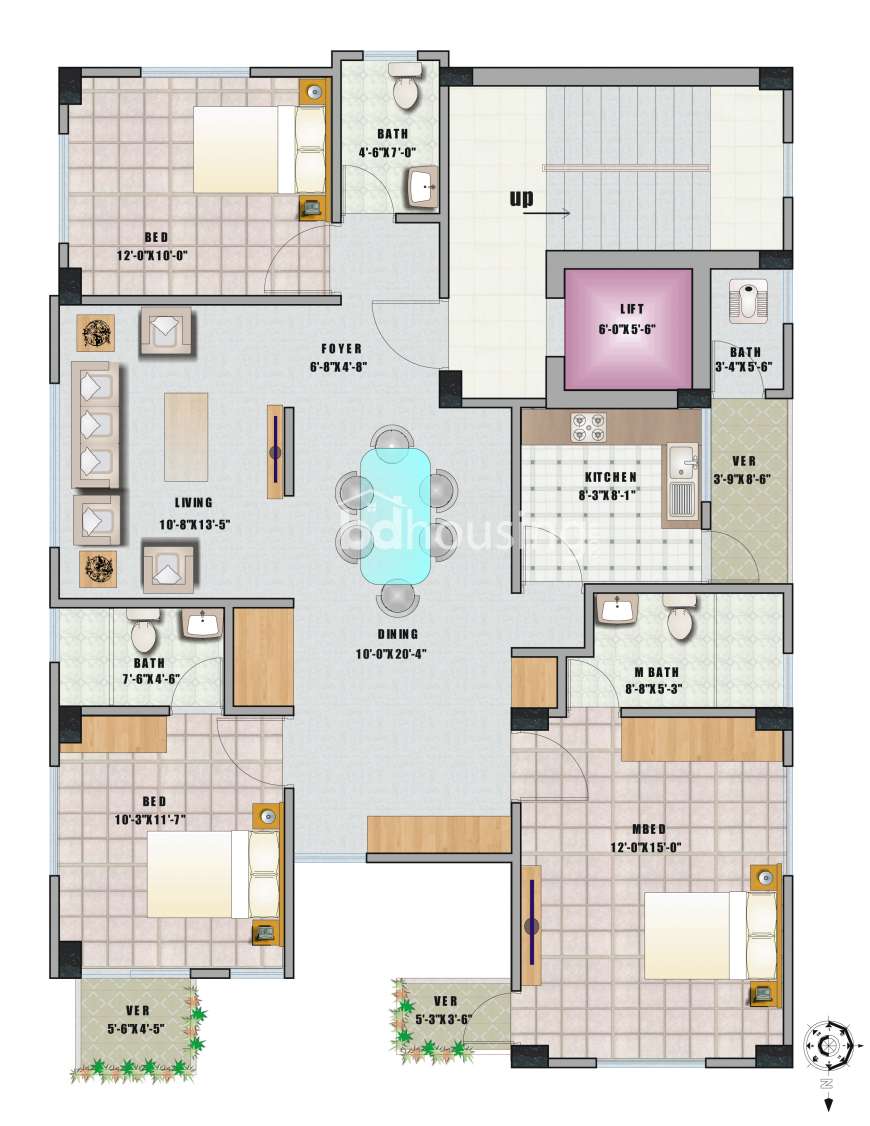 100% Ready 1495 sft Apartment with Gas ., Apartment/Flats at Bashundhara R/A
