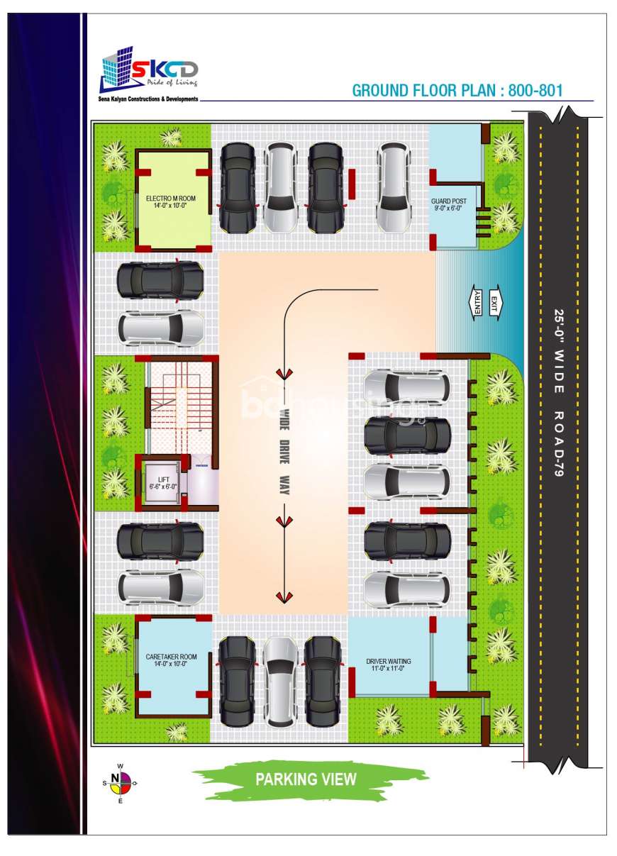Plot-800-801,1766 sft flat of Sena Kalyan at Bashundhara Block-M, Apartment/Flats at Bashundhara R/A