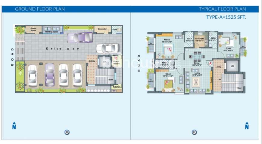 3 BED 1525 sft flat sale @ Aftabnagar Block-L2,R-3, Apartment/Flats at Aftab Nagar