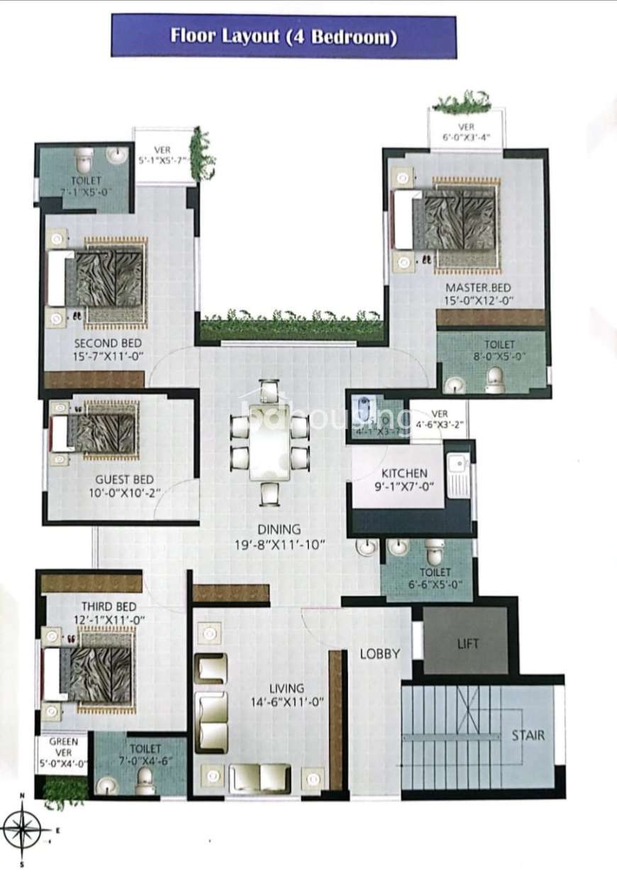 Bashundhara, Apartment/Flats at Bashundhara R/A
