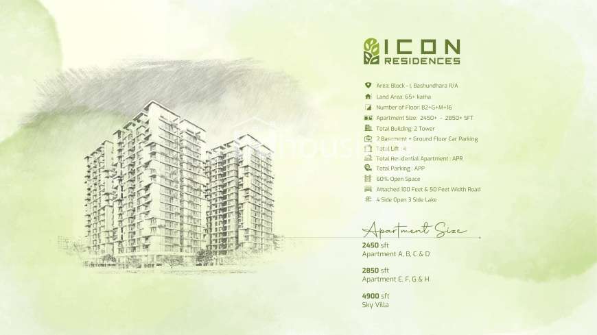 Icon Residences, Land Sharing Flat at Bashundhara R/A