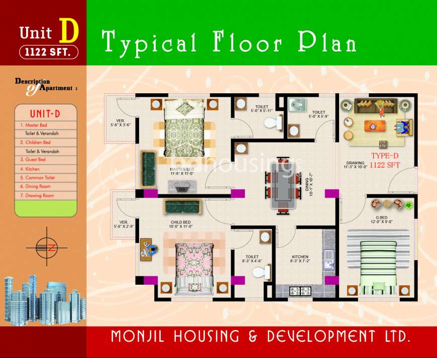 Monjil-Rose Garden, Apartment/Flats at Uttara