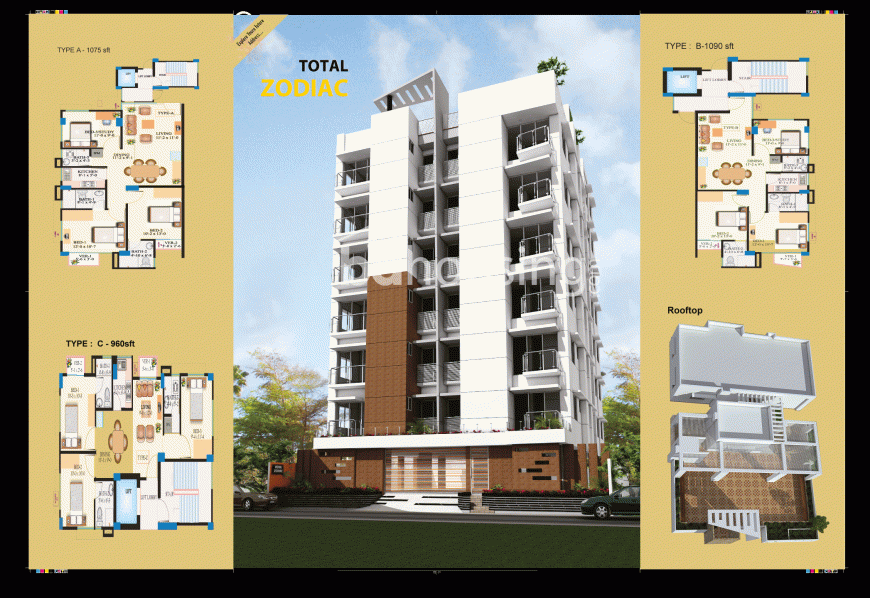 960 sqft, 3 Beds Under Construction Flat for Sale at Tejkuni Para, Apartment/Flats at Tejkuni Para