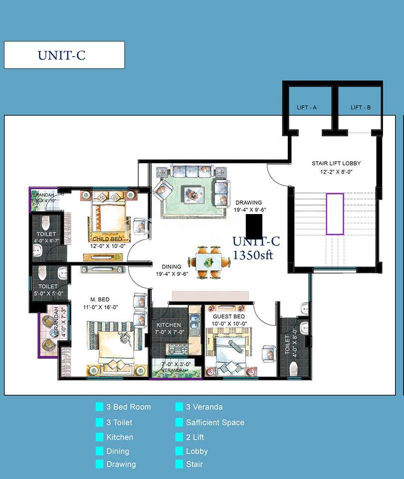 Artistic-Sunflower , Apartment/Flats at Uttara