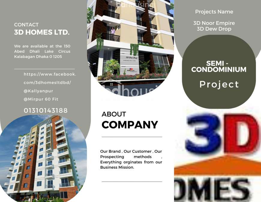 3D Dew Drop at Mirpur 60 Fit Agargaon.3D Noor Empire at Kallyanpur., Apartment/Flats at Agargaon