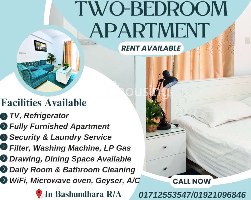 Rent A Two-Bedroom Apartment With Complete Furnishings, Apartment/Flats at Bashundhara R/A