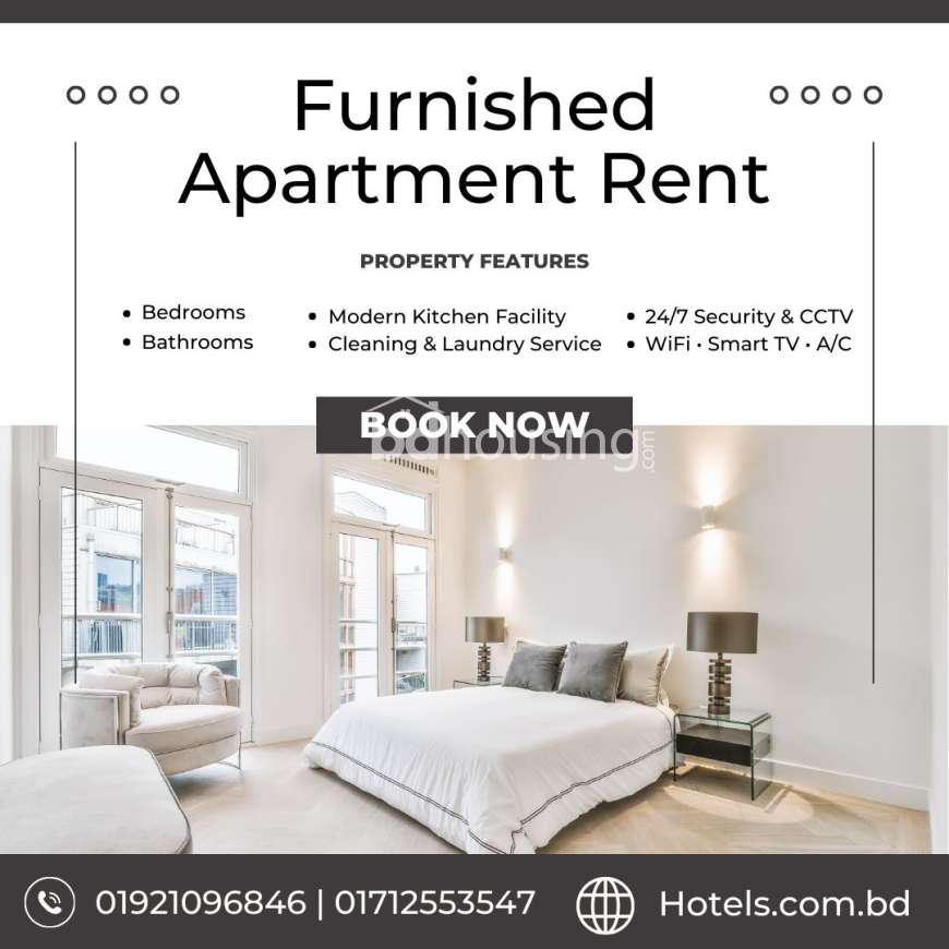 Furnished 3-Bedroom Apartment Rent in Bashundhara R/A, Apartment/Flats at Bashundhara R/A