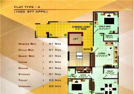 1403 sqft, 4 Beds Under Construction Apartment/Flats for Sale at Badda Apartment/Flats at 